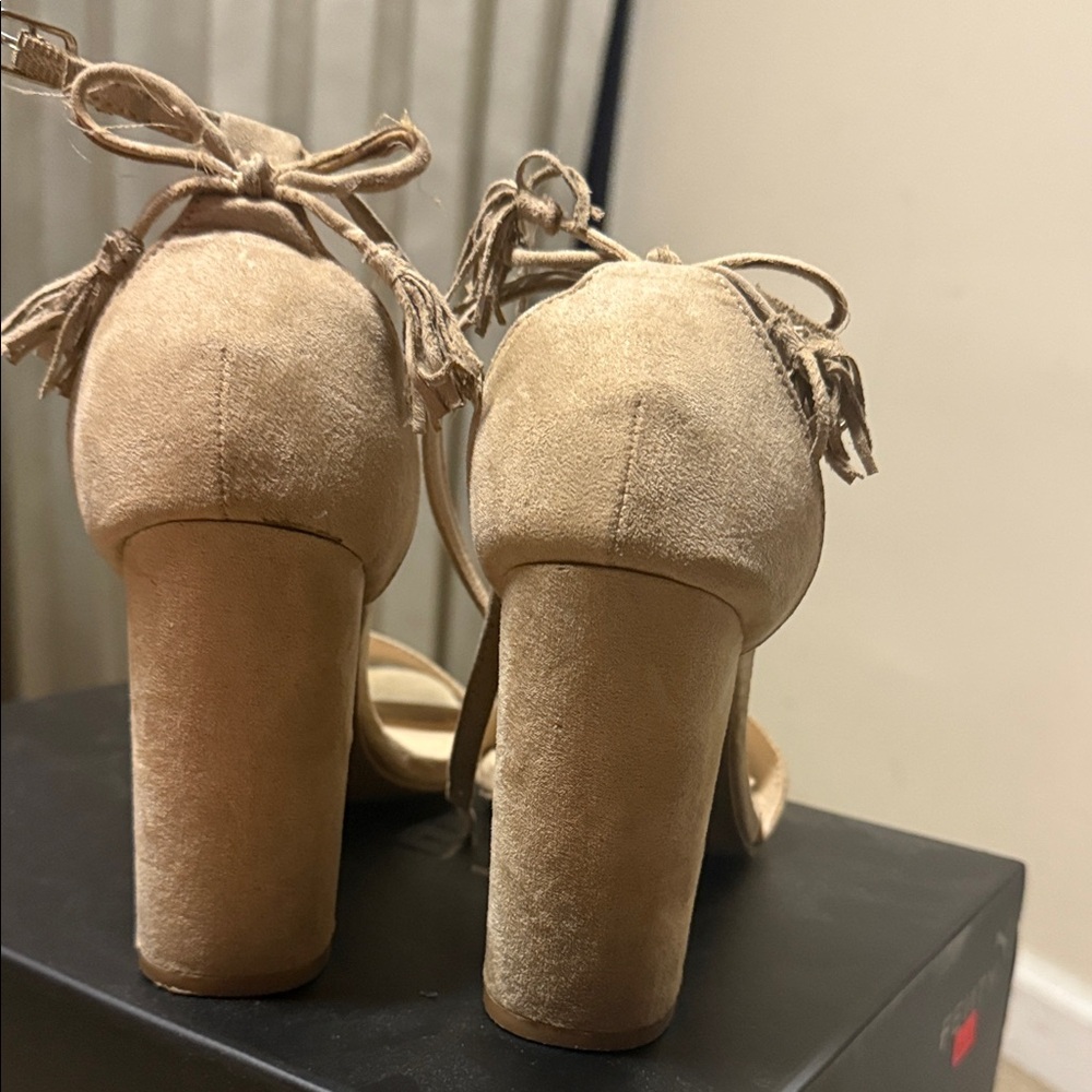 Wild Diva Tan Suede Block Heels